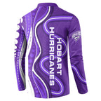 Hobart Hurricanes Button Sweatshirt Aboriginal Dot Art Purple White - Tribal Wave Pattern