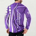 Hobart Hurricanes Button Sweatshirt Aboriginal Dot Art Purple White - Tribal Wave Pattern