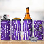 Hobart Hurricanes 4 in 1 Can Cooler Tumbler Aboriginal Dot Art Purple White - Tribal Wave Pattern