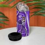Hobart Hurricanes 4 in 1 Can Cooler Tumbler Aboriginal Dot Art Purple White - Tribal Wave Pattern