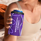 Hobart Hurricanes 4 in 1 Can Cooler Tumbler Aboriginal Dot Art Purple White - Tribal Wave Pattern