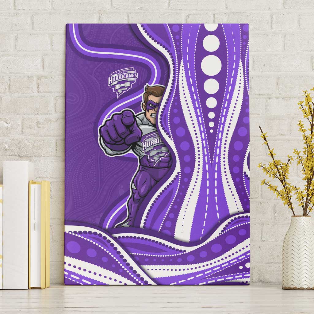 Hobart Hurricanes Canvas Wall Art Aboriginal Dot Art Purple White - Tribal Wave Pattern