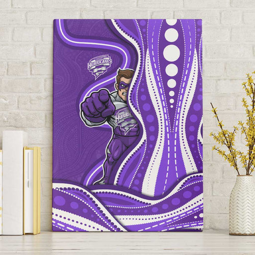 Hobart Hurricanes Canvas Wall Art Aboriginal Dot Art Purple White - Tribal Wave Pattern