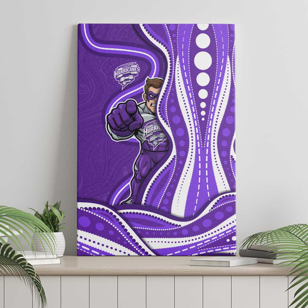 Hobart Hurricanes Canvas Wall Art Aboriginal Dot Art Purple White - Tribal Wave Pattern