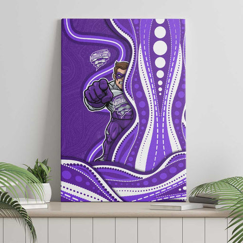 Hobart Hurricanes Canvas Wall Art Aboriginal Dot Art Purple White - Tribal Wave Pattern