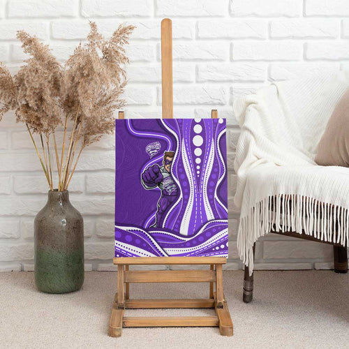 Hobart Hurricanes Canvas Wall Art Aboriginal Dot Art Purple White - Tribal Wave Pattern