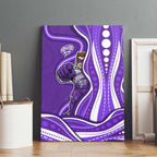 Hobart Hurricanes Canvas Wall Art Aboriginal Dot Art Purple White - Tribal Wave Pattern