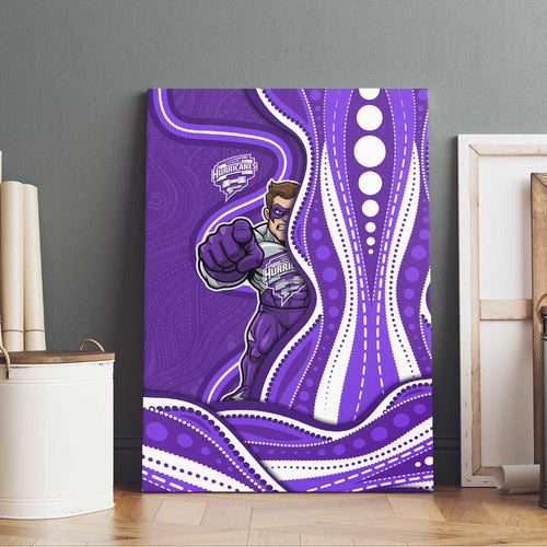 Hobart Hurricanes Canvas Wall Art Aboriginal Dot Art Purple White - Tribal Wave Pattern