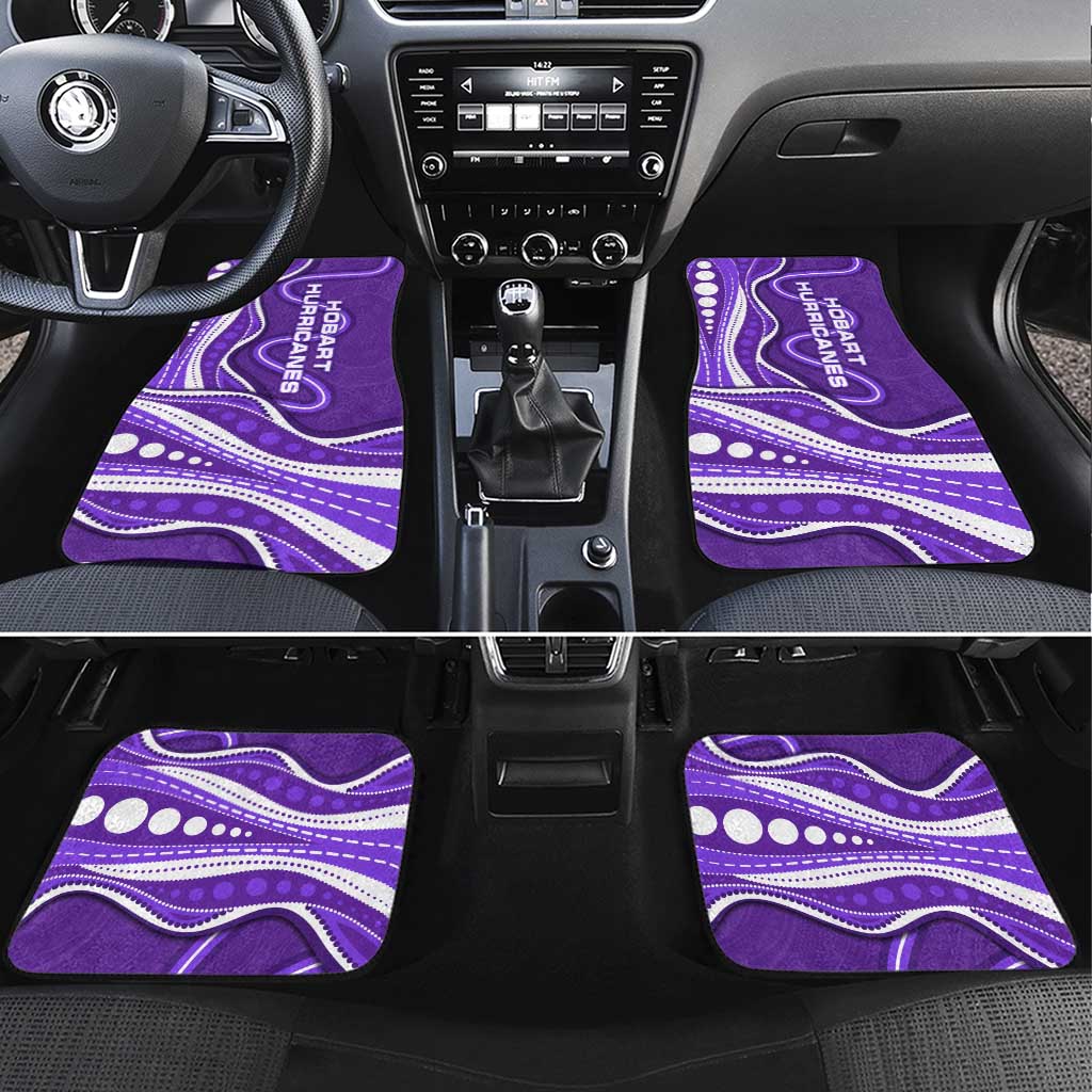 Hobart Hurricanes Car Mats Aboriginal Dot Art Purple White - Tribal Wave Pattern