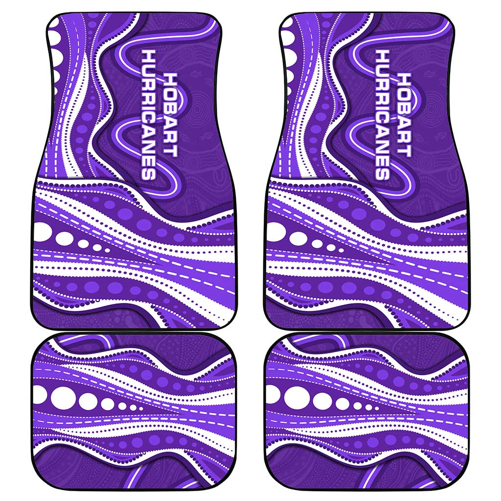 Hobart Hurricanes Car Mats Aboriginal Dot Art Purple White - Tribal Wave Pattern