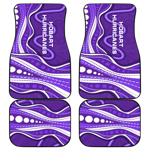 Hobart Hurricanes Car Mats Aboriginal Dot Art Purple White - Tribal Wave Pattern