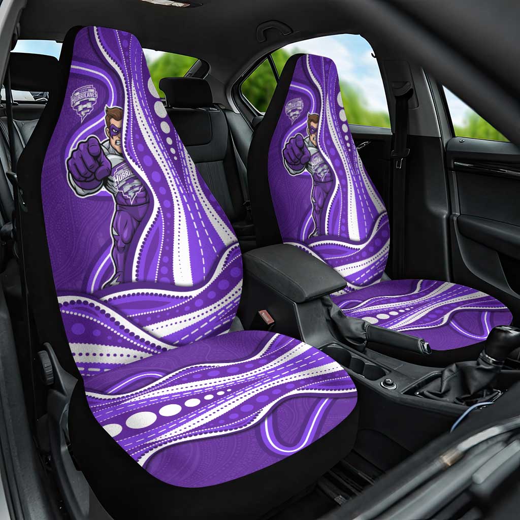 Hobart Hurricanes Car Seat Cover Aboriginal Dot Art Purple White - Tribal Wave Pattern