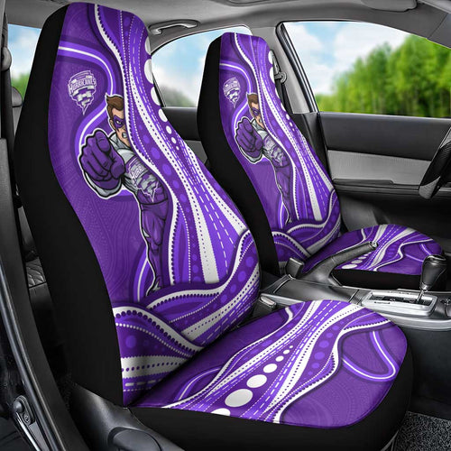 Hobart Hurricanes Car Seat Cover Aboriginal Dot Art Purple White - Tribal Wave Pattern