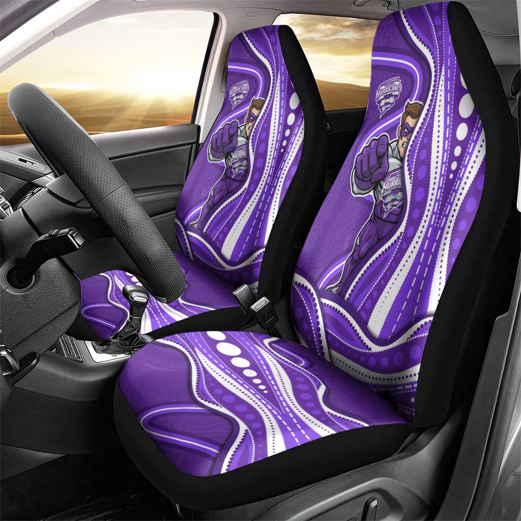 Hobart Hurricanes Car Seat Cover Aboriginal Dot Art Purple White - Tribal Wave Pattern