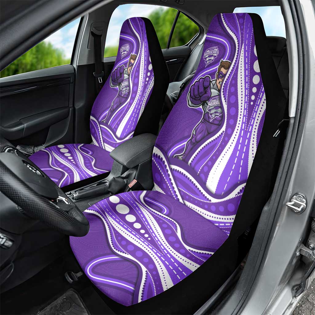 Hobart Hurricanes Car Seat Cover Aboriginal Dot Art Purple White - Tribal Wave Pattern