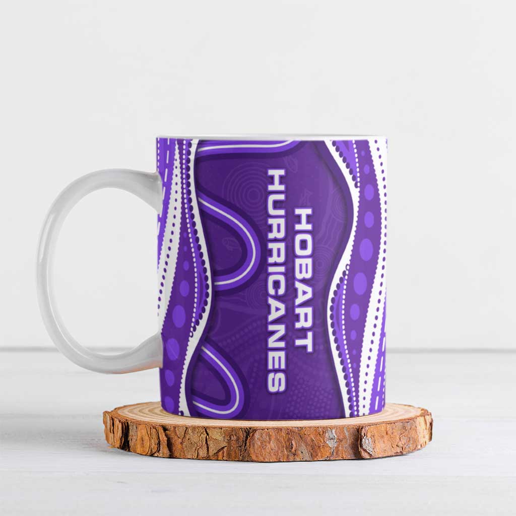 Hobart Hurricanes Ceramic Mug Aboriginal Dot Art Purple White - Tribal Wave Pattern