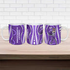 Hobart Hurricanes Ceramic Mug Aboriginal Dot Art Purple White - Tribal Wave Pattern