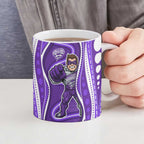 Hobart Hurricanes Ceramic Mug Aboriginal Dot Art Purple White - Tribal Wave Pattern