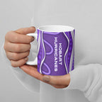 Hobart Hurricanes Ceramic Mug Aboriginal Dot Art Purple White - Tribal Wave Pattern