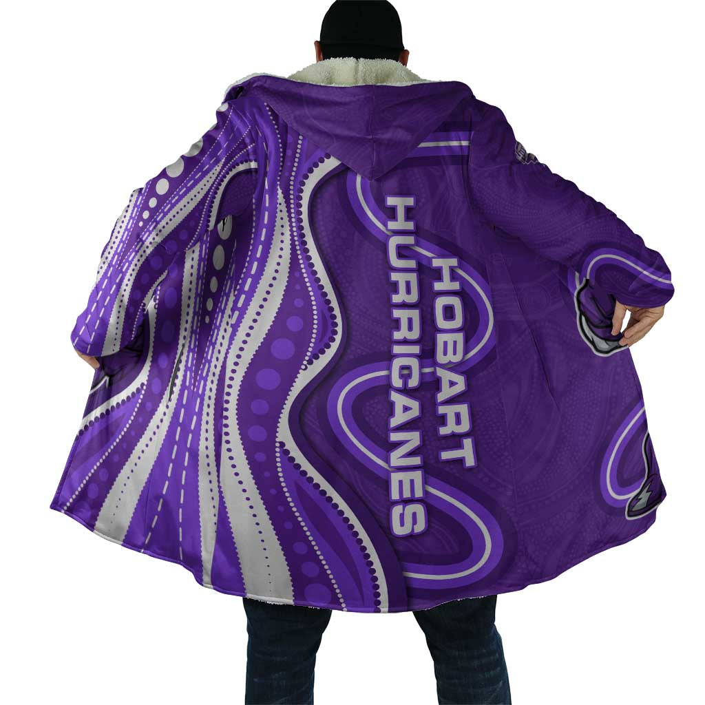 Hobart Hurricanes Cloak Aboriginal Dot Art Purple White - Tribal Wave Pattern