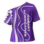 Hobart Hurricanes Cross Shoulder Shirt Aboriginal Dot Art Purple White - Tribal Wave Pattern