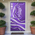 Hobart Hurricanes Door Cover Aboriginal Dot Art Purple White - Tribal Wave Pattern