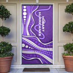 Hobart Hurricanes Door Cover Aboriginal Dot Art Purple White - Tribal Wave Pattern