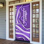 Hobart Hurricanes Door Cover Aboriginal Dot Art Purple White - Tribal Wave Pattern
