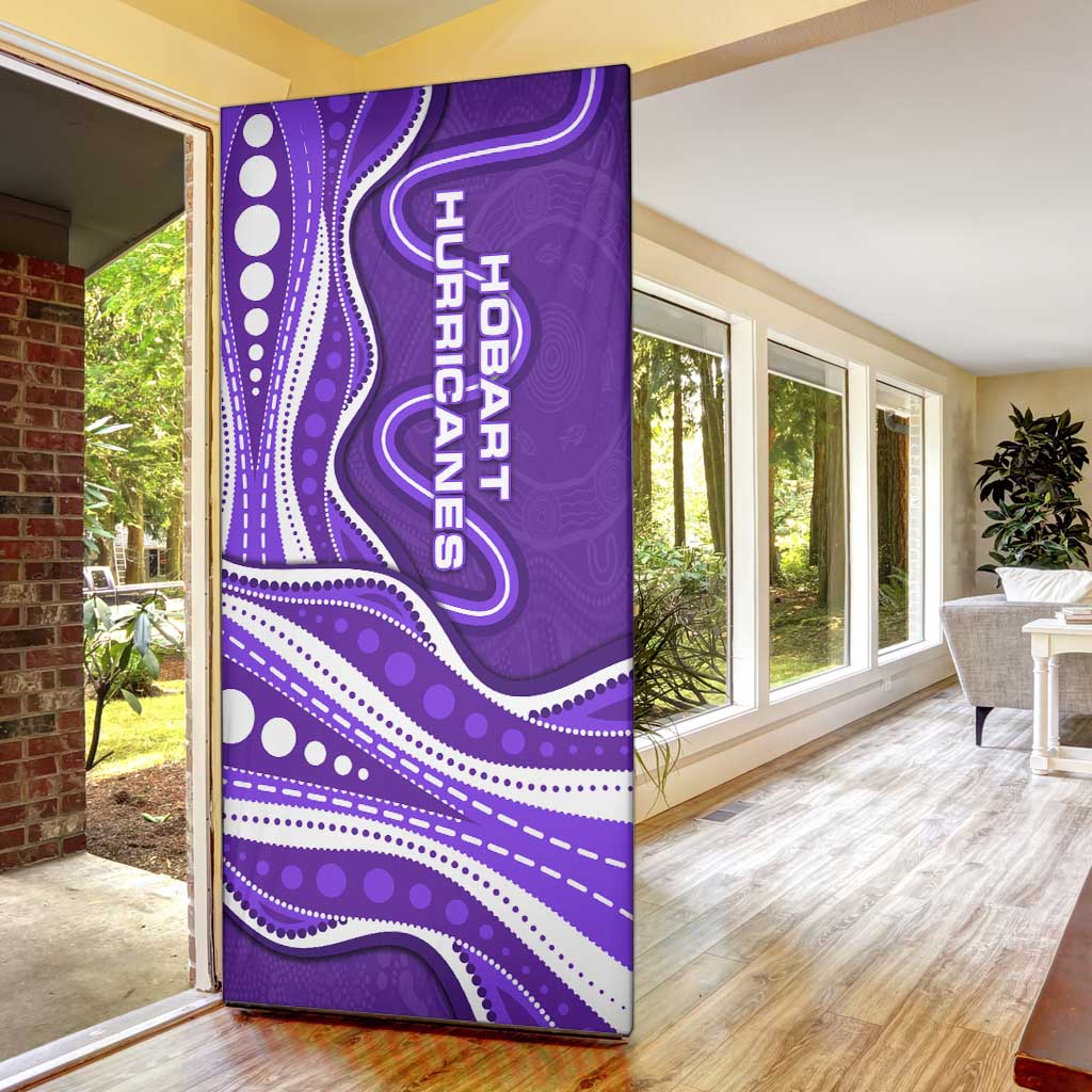 Hobart Hurricanes Door Cover Aboriginal Dot Art Purple White - Tribal Wave Pattern