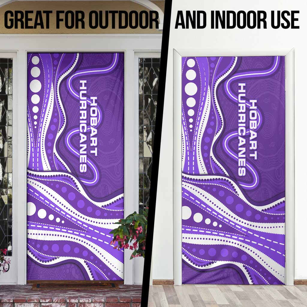 Hobart Hurricanes Door Cover Aboriginal Dot Art Purple White - Tribal Wave Pattern