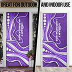 Hobart Hurricanes Door Cover Aboriginal Dot Art Purple White - Tribal Wave Pattern