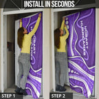 Hobart Hurricanes Door Cover Aboriginal Dot Art Purple White - Tribal Wave Pattern