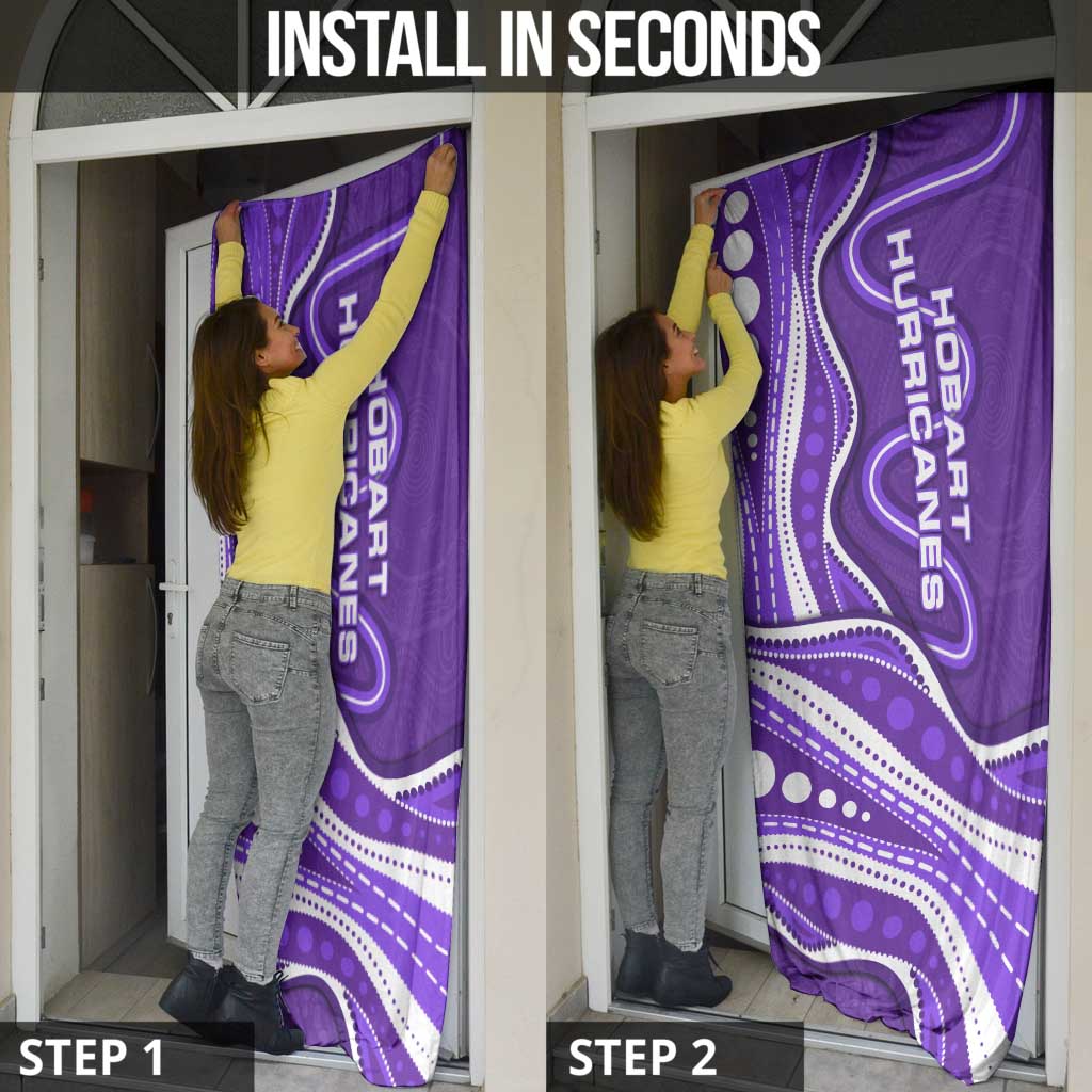 Hobart Hurricanes Door Cover Aboriginal Dot Art Purple White - Tribal Wave Pattern