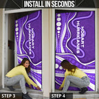 Hobart Hurricanes Door Cover Aboriginal Dot Art Purple White - Tribal Wave Pattern
