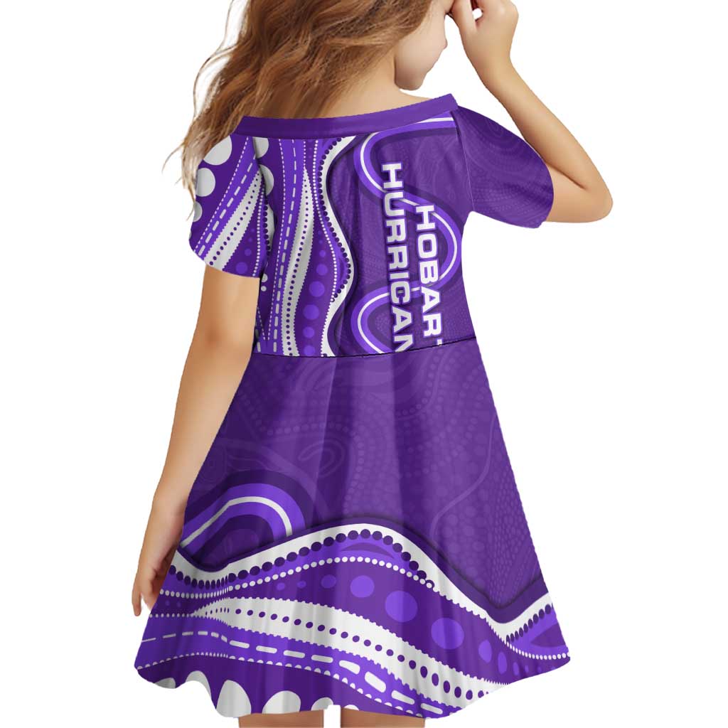Hobart Hurricanes Family Matching Off Shoulder Short Dress and Hawaiian Shirt Aboriginal Dot Art Purple White - Tribal Wave Pattern