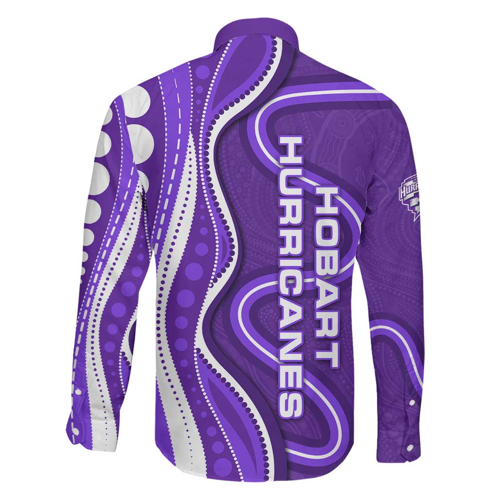 Hobart Hurricanes Family Matching Off Shoulder Short Dress and Hawaiian Shirt Aboriginal Dot Art Purple White - Tribal Wave Pattern