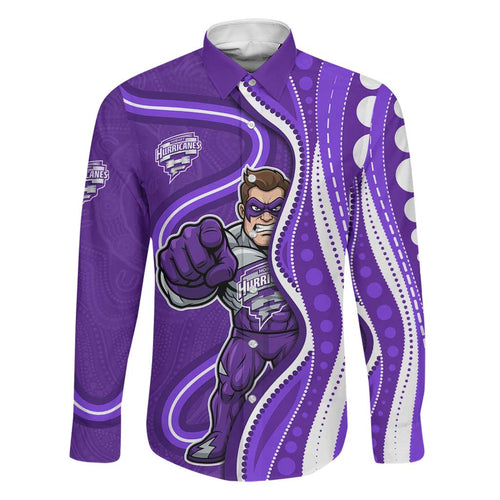 Hobart Hurricanes Family Matching Puletasi and Hawaiian Shirt Aboriginal Dot Art Purple White - Tribal Wave Pattern