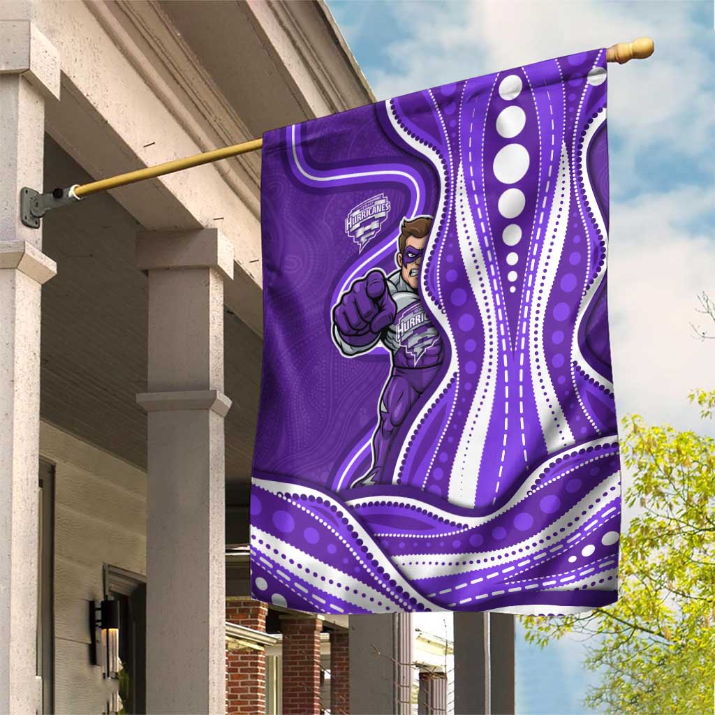 Hobart Hurricanes Garden Flag Aboriginal Dot Art Purple White - Tribal Wave Pattern