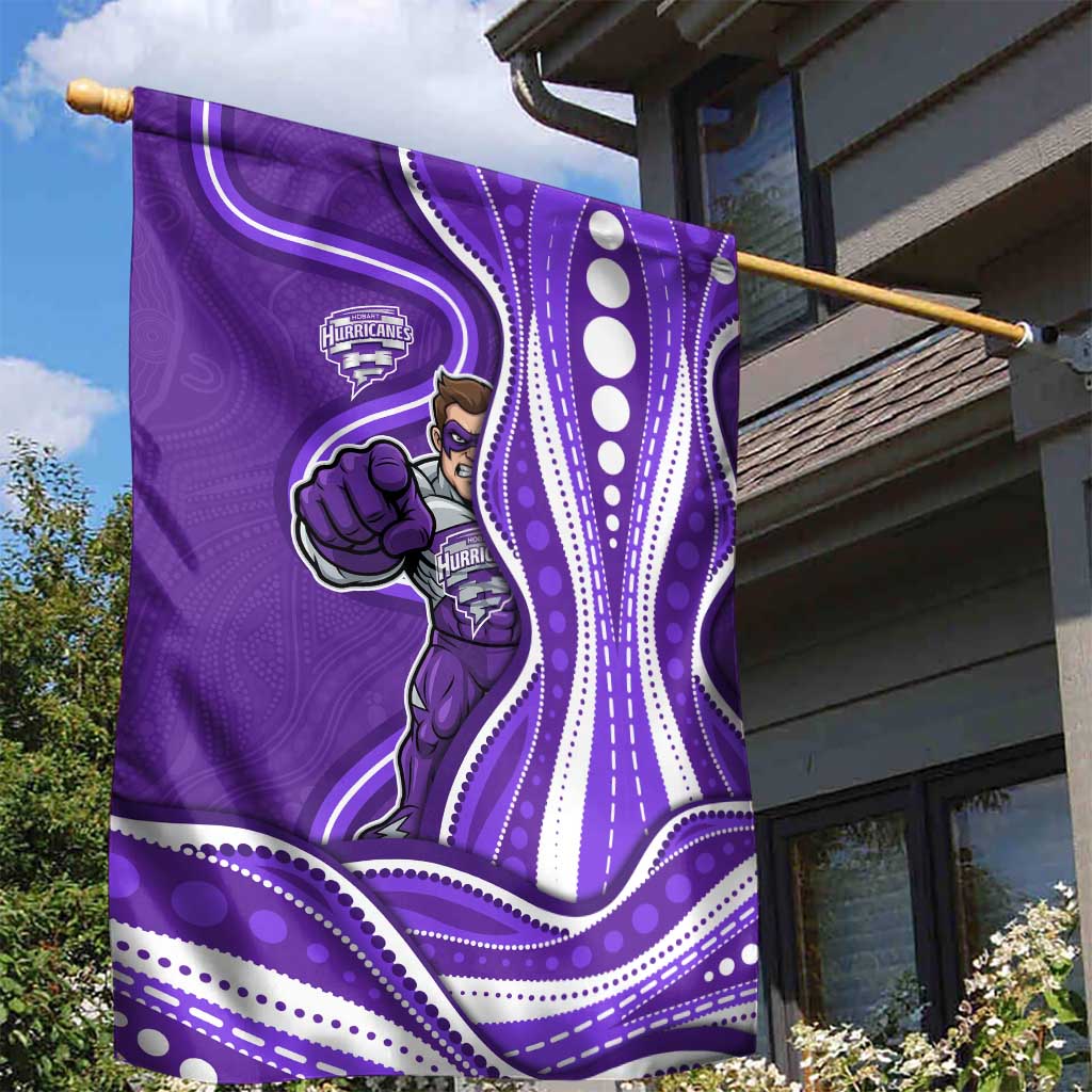 Hobart Hurricanes Garden Flag Aboriginal Dot Art Purple White - Tribal Wave Pattern