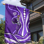 Hobart Hurricanes Garden Flag Aboriginal Dot Art Purple White - Tribal Wave Pattern