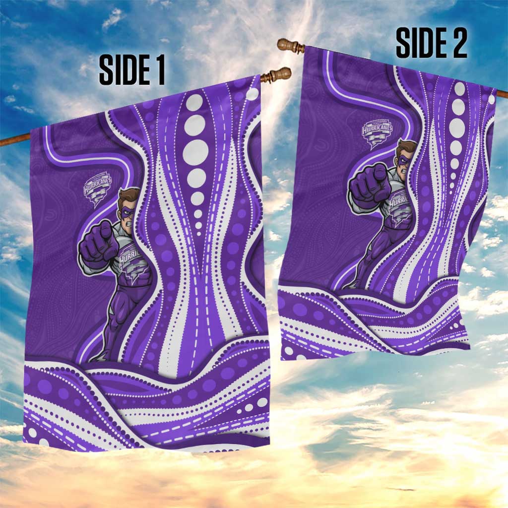 Hobart Hurricanes Garden Flag Aboriginal Dot Art Purple White - Tribal Wave Pattern