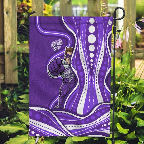 Hobart Hurricanes Garden Flag Aboriginal Dot Art Purple White - Tribal Wave Pattern