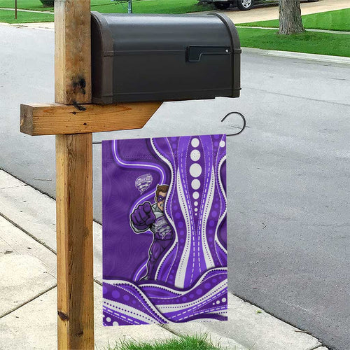 Hobart Hurricanes Garden Flag Aboriginal Dot Art Purple White - Tribal Wave Pattern