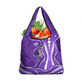 Hobart Hurricanes Grocery Bag Aboriginal Dot Art Purple White - Tribal Wave Pattern