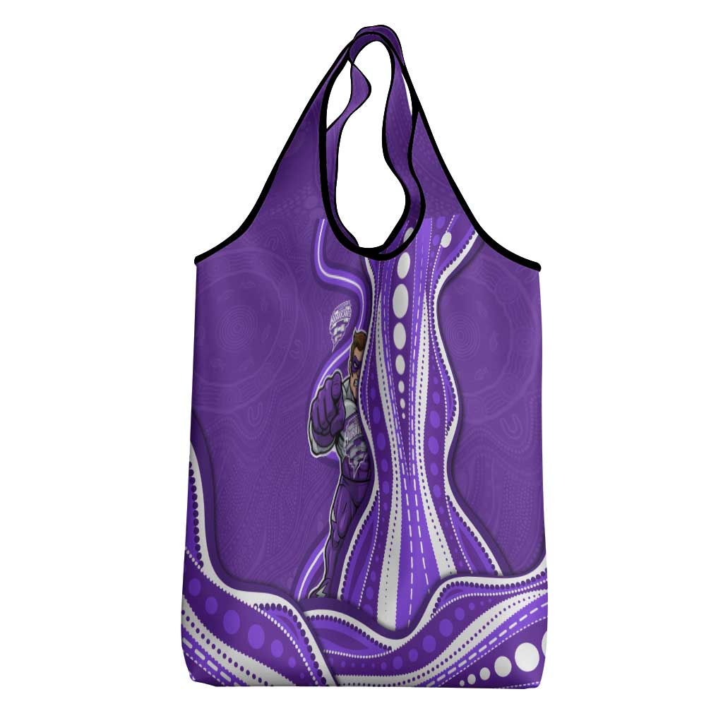 Hobart Hurricanes Grocery Bag Aboriginal Dot Art Purple White - Tribal Wave Pattern