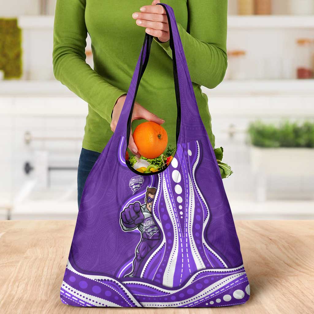 Hobart Hurricanes Grocery Bag Aboriginal Dot Art Purple White - Tribal Wave Pattern