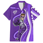 Hobart Hurricanes Hawaiian Shirt Aboriginal Dot Art Purple White - Tribal Wave Pattern