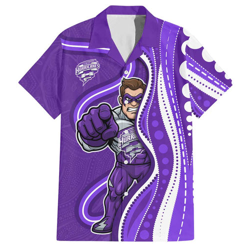 Hobart Hurricanes Hawaiian Shirt Aboriginal Dot Art Purple White - Tribal Wave Pattern