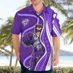 Hobart Hurricanes Hawaiian Shirt Aboriginal Dot Art Purple White - Tribal Wave Pattern
