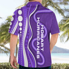 Hobart Hurricanes Hawaiian Shirt Aboriginal Dot Art Purple White - Tribal Wave Pattern